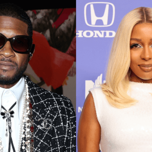 Victoria Monét Gifts Usher Custom Super Bowl Jacket During His Show